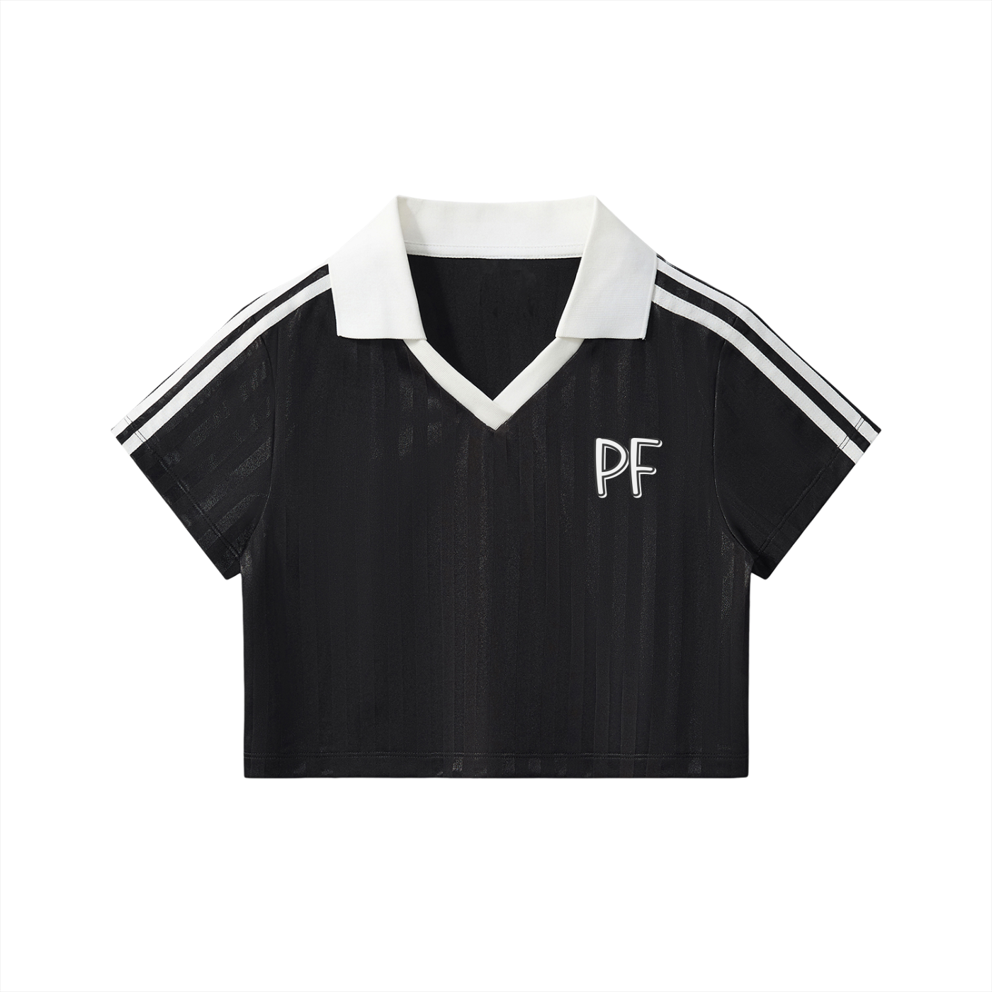 Contrast Collar Striped Cropped Jersey