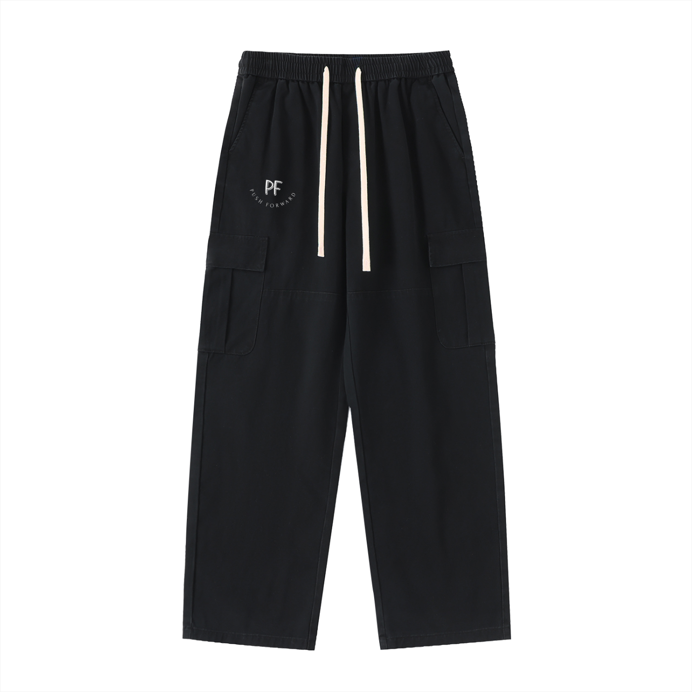 Drawstring Waist Straight-Leg Cargo Pants