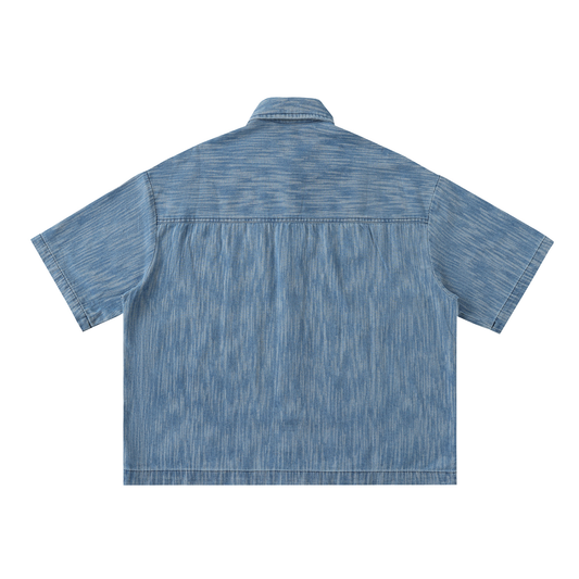 Distressed Wash Short-Sleeve Shirt