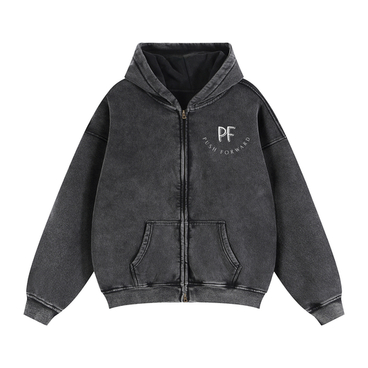 Zip-Through Boxy Fleece Hoodie