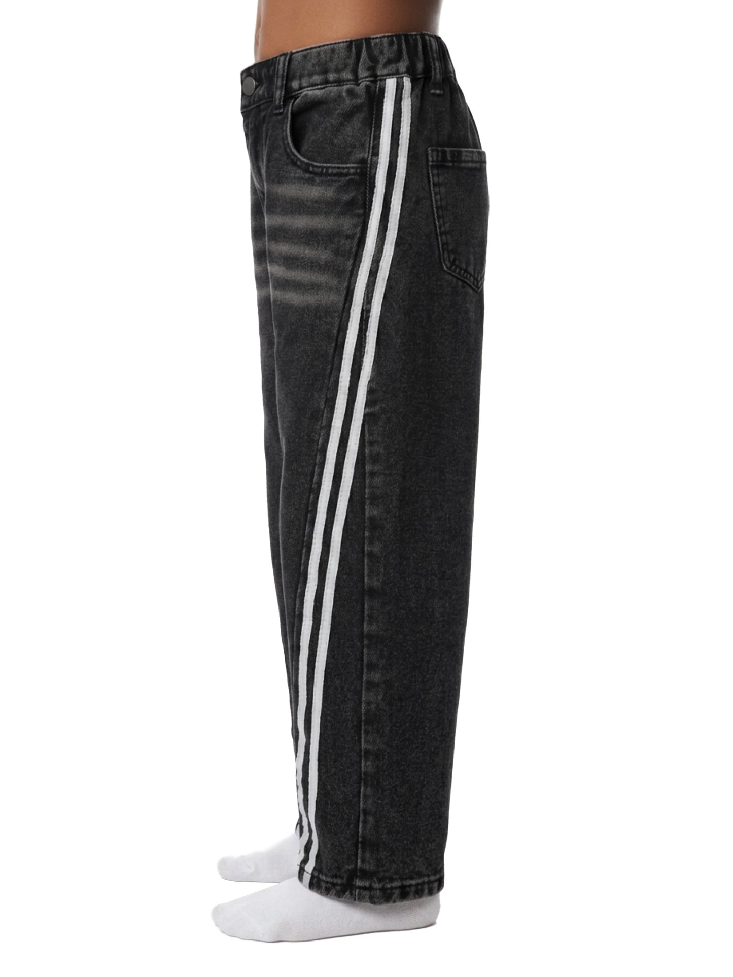 Kid’s Vintage Wash Side Stripe Baggy Jeans