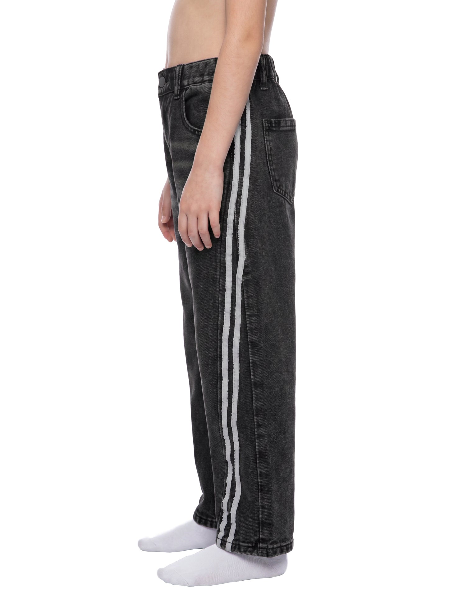 Kid’s Vintage Wash Side Stripe Baggy Jeans